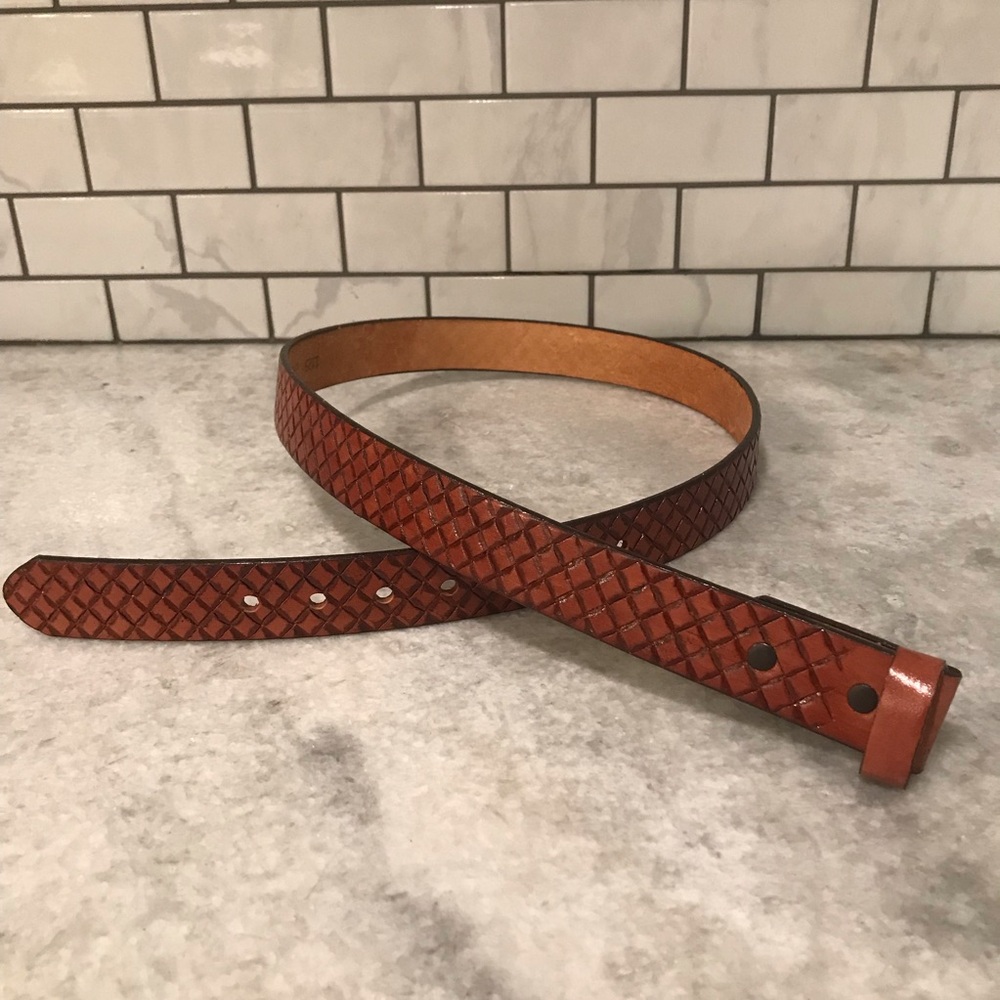 Vintage Western Belt Mens 36/38 Brown Cognac Hand Stained Leather Made in USA